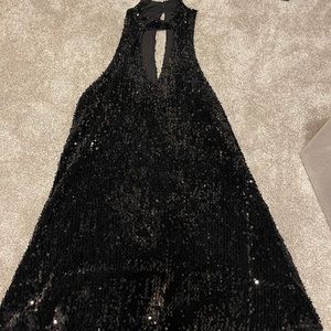 Black sequin keyhole dress